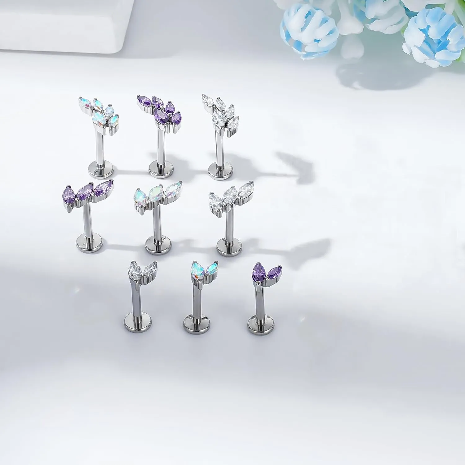 G23 Titanium Flat Back Earrings Studs 16g F136 Implant Grade Titanium Labrets Press Fit Threadless Push In Dainty Cartilage Helix Conch Lobe Lip Tragus Piercing Jewelry