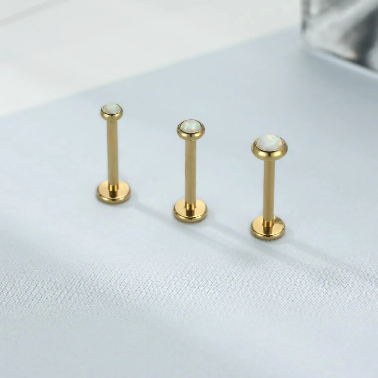 GAGABODY G23 Titanium Labret Studs 16g Lip Rings 6/8/10mm Tragus Earring Labret Jewelry Opal Top Helix Piercing Jewelry Cartilage Piercing Medusa Piercing