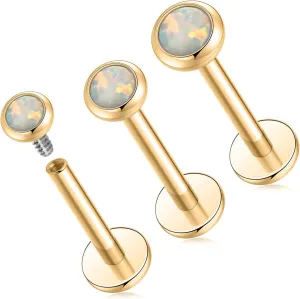 GAGABODY G23 Titanium Labret Studs 16g Lip Rings 6/8/10mm Tragus Earring Labret Jewelry Opal Top Helix Piercing Jewelry Cartilage Piercing Medusa Piercing