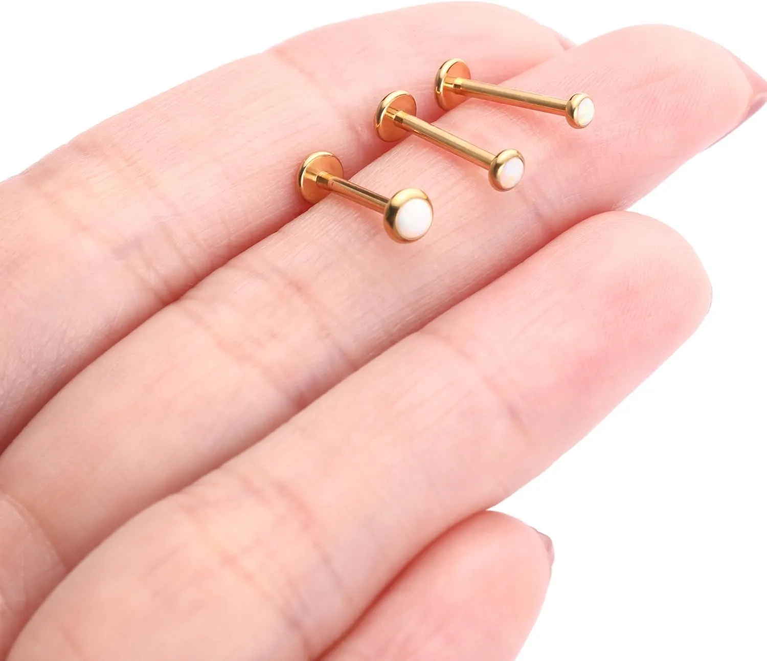 GAGABODY G23 Titanium Labret Studs 16g Lip Rings 6/8/10mm Tragus Earring Labret Jewelry Opal Top Helix Piercing Jewelry Cartilage Piercing Medusa Piercing