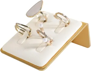 GemeShou Beige Ring Display for Selling, Jewelry Ring Organizer-Velvet Metal Series