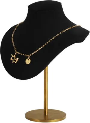 GemeShou Velvet necklace display stands for selling, Black jewelry bust holder, Gold metal necklace jewelry organizerBlack-Height 7.48 inch