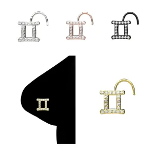 Gemini Zodiac Sign Nose Stud Indian Nose Piercing Sterling Silver Nose Jewelry Cute Nose Ring
