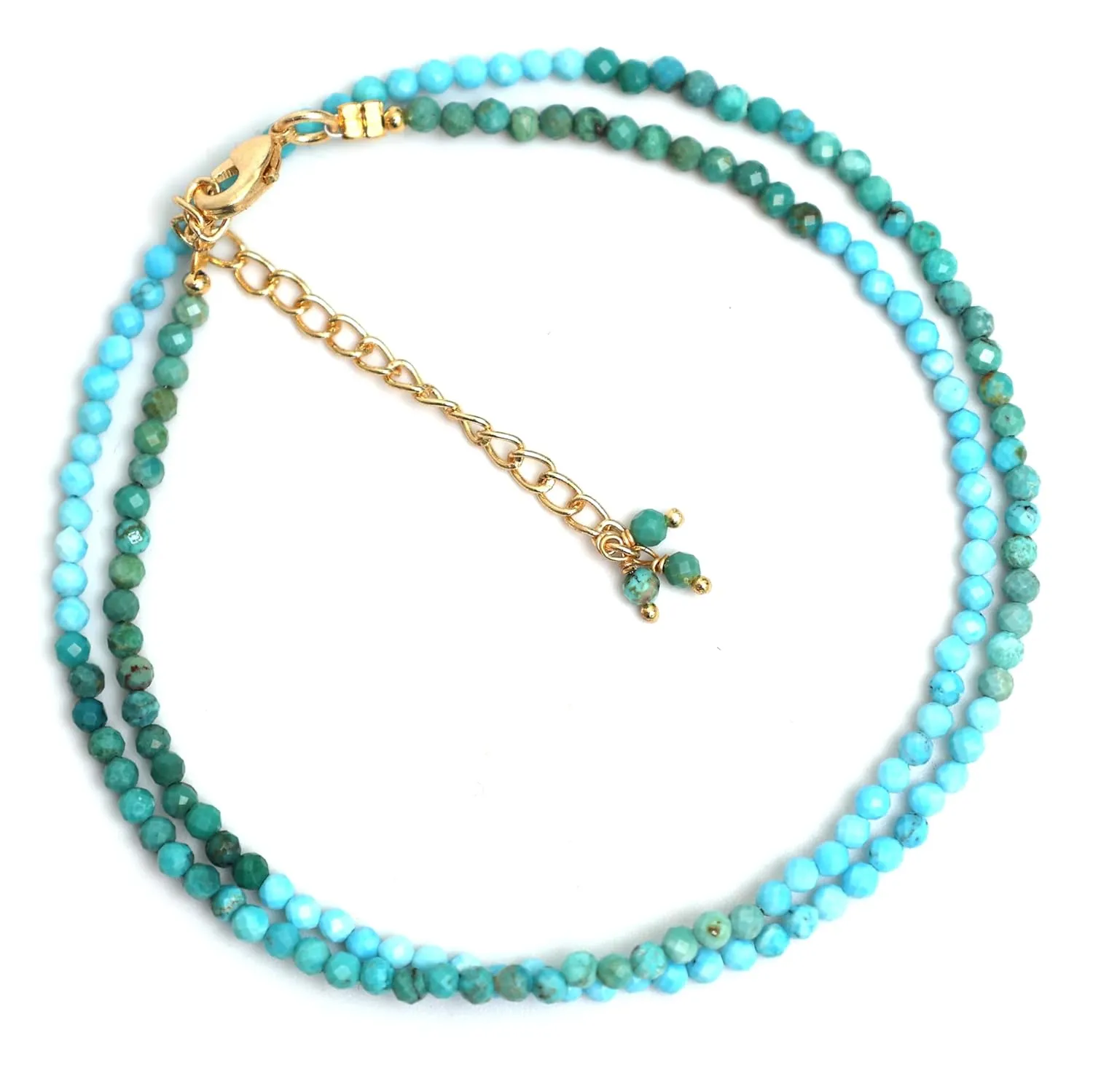 Gempires Turquoise Beaded Choker Necklace Handmade Minimalist Gemstone Jewelry December Birthstone Gifts Hypoallergenic 18 Inch Gold Plated Dainty Elegant Necklace