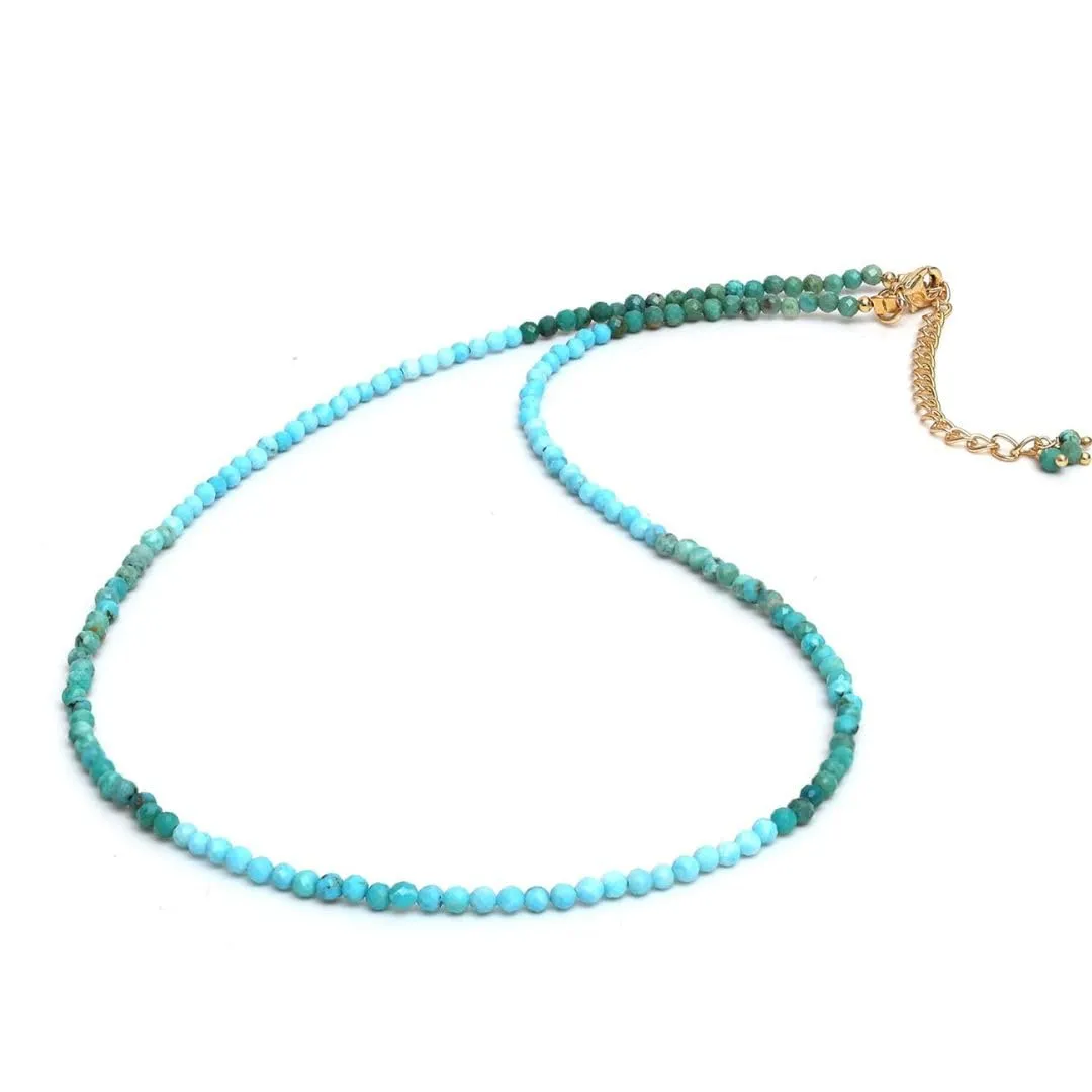 Gempires Turquoise Beaded Choker Necklace Handmade Minimalist Gemstone Jewelry December Birthstone Gifts Hypoallergenic 18 Inch Gold Plated Dainty Elegant Necklace