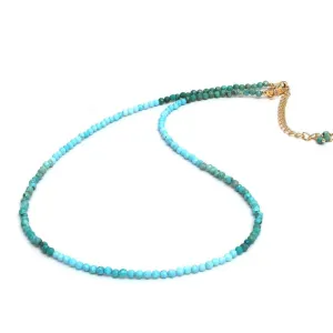 Gempires Turquoise Beaded Choker Necklace Handmade Minimalist Gemstone Jewelry December Birthstone Gifts Hypoallergenic 18 Inch Gold Plated Dainty Elegant Necklace