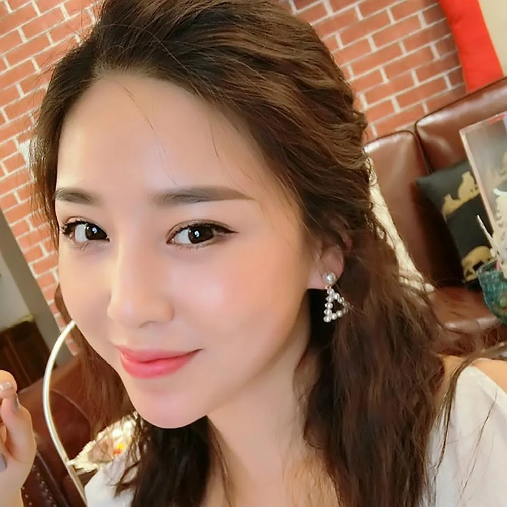 Geometric Pearl Drop Statement Earrings for Women Her,Gold Big Circle Square Triangle Pearl Dangle Earrings Party Prom Trendy Jewelry Gift