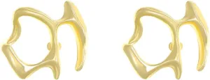 Geometrically Irregular Liquid Hollow Studs Earrings Huggie Minimalist Ear Clip Earrings Hypoallergic Gold Plated Ear Studs Lightweight Hollow Open Hoops Ear Studs Fashion Jewelry for Women