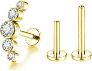 Gnoliew 16G 18G 316L Stainless Steel Labret Monroe Lip Ring Studs Cartilage Helix Tragus Conch Daith Nose Piercing Jewelry