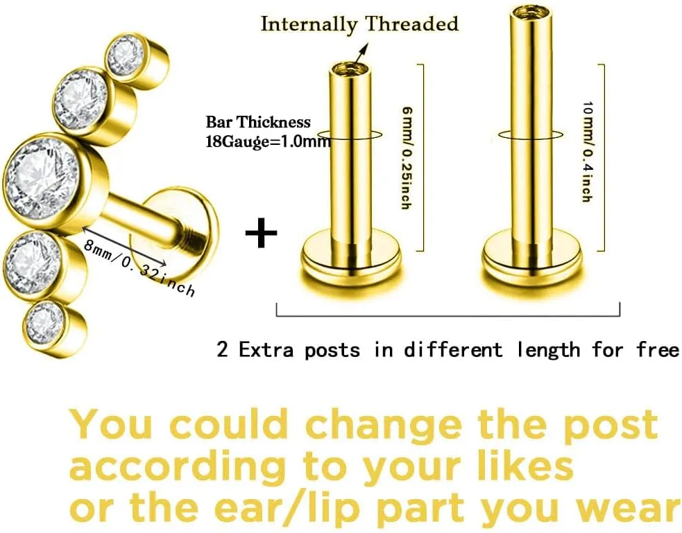 Gnoliew 16G 18G 316L Stainless Steel Labret Monroe Lip Ring Studs Cartilage Helix Tragus Conch Daith Nose Piercing Jewelry