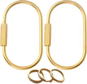 Gold Brass Key Rings, Purse Bag Charms for Handbags, Screw Lock Key Organizer, Carabiner Keychain Clip for Keys
