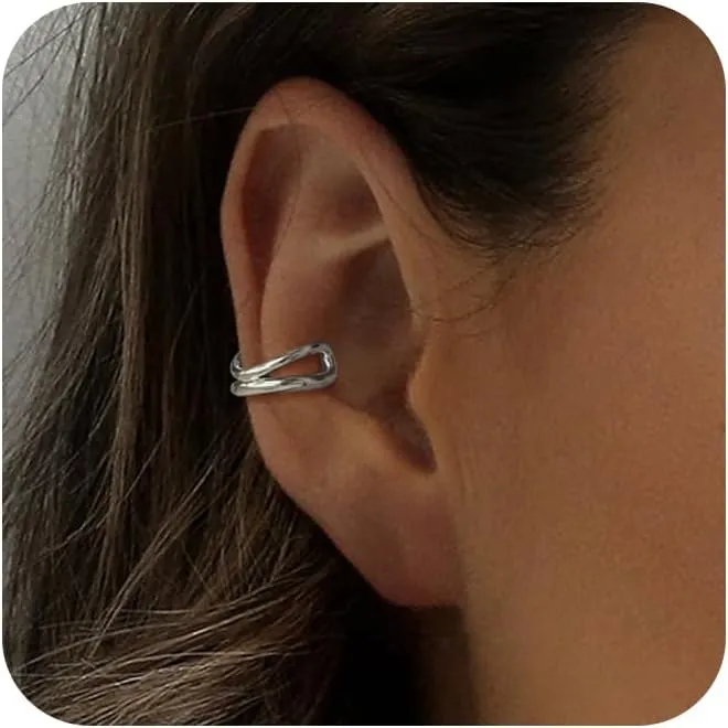 Gold Ear Cuff Earrings for Women 14K Gold Plated Ear Cuffs Non Piercing Clip On Cartilage Earrings Huggie Hoop Earring Jewelry Trendy Hypoallergenic Earring for Women Gift