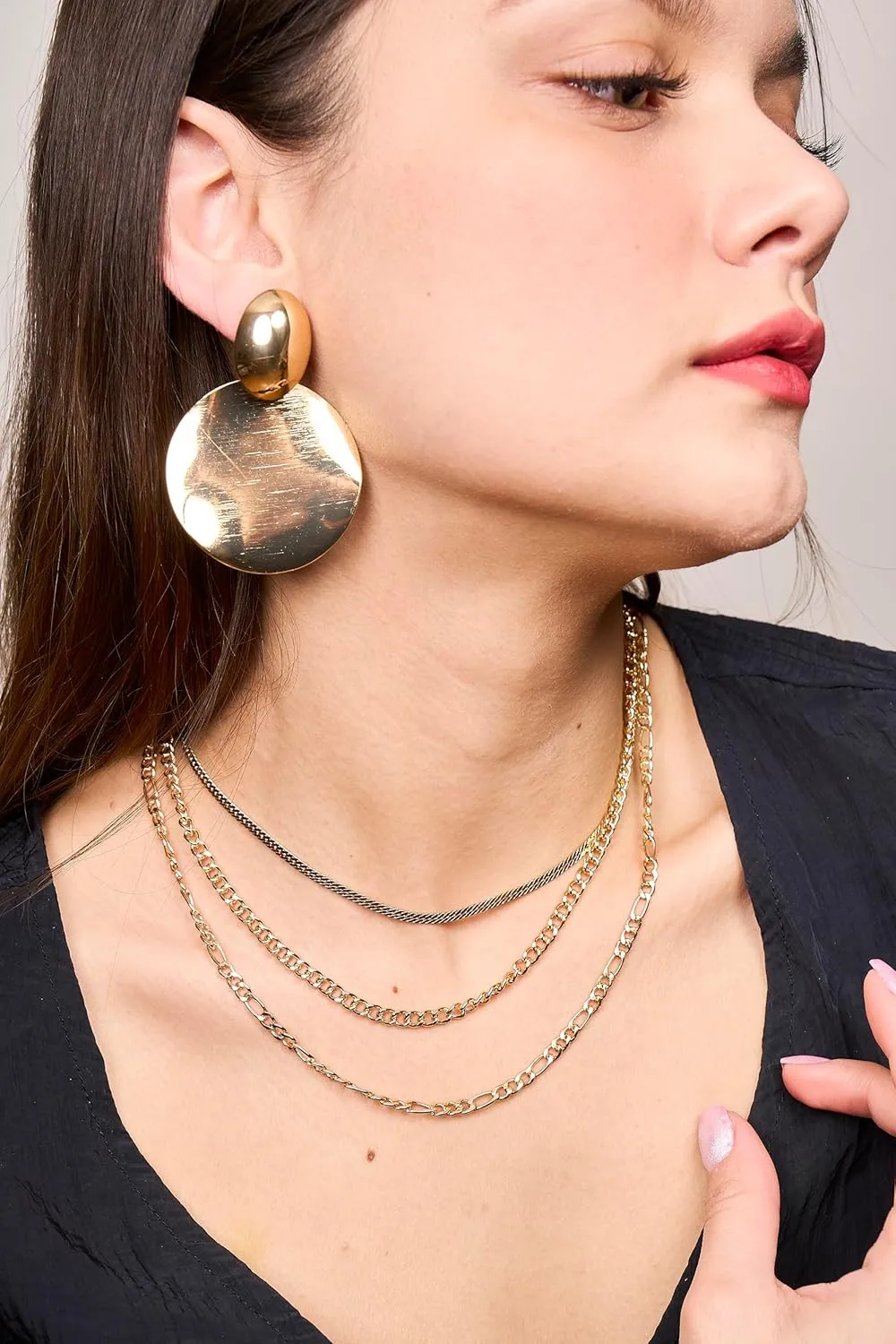 Gold Earing Set with Necklace or Bracelet - Matching Golden Designer Jewelry for Women - Hypoallergenic Stainless Steel Non Tarnish Gold Jewelry Collection - Trendy Women's Jewelry Gift Set -