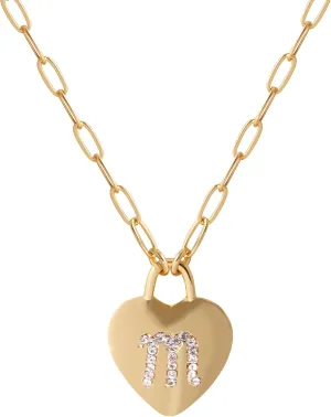 Gold Heart Pendant Necklace for Women, Heart Inital Letter Necklace for Women