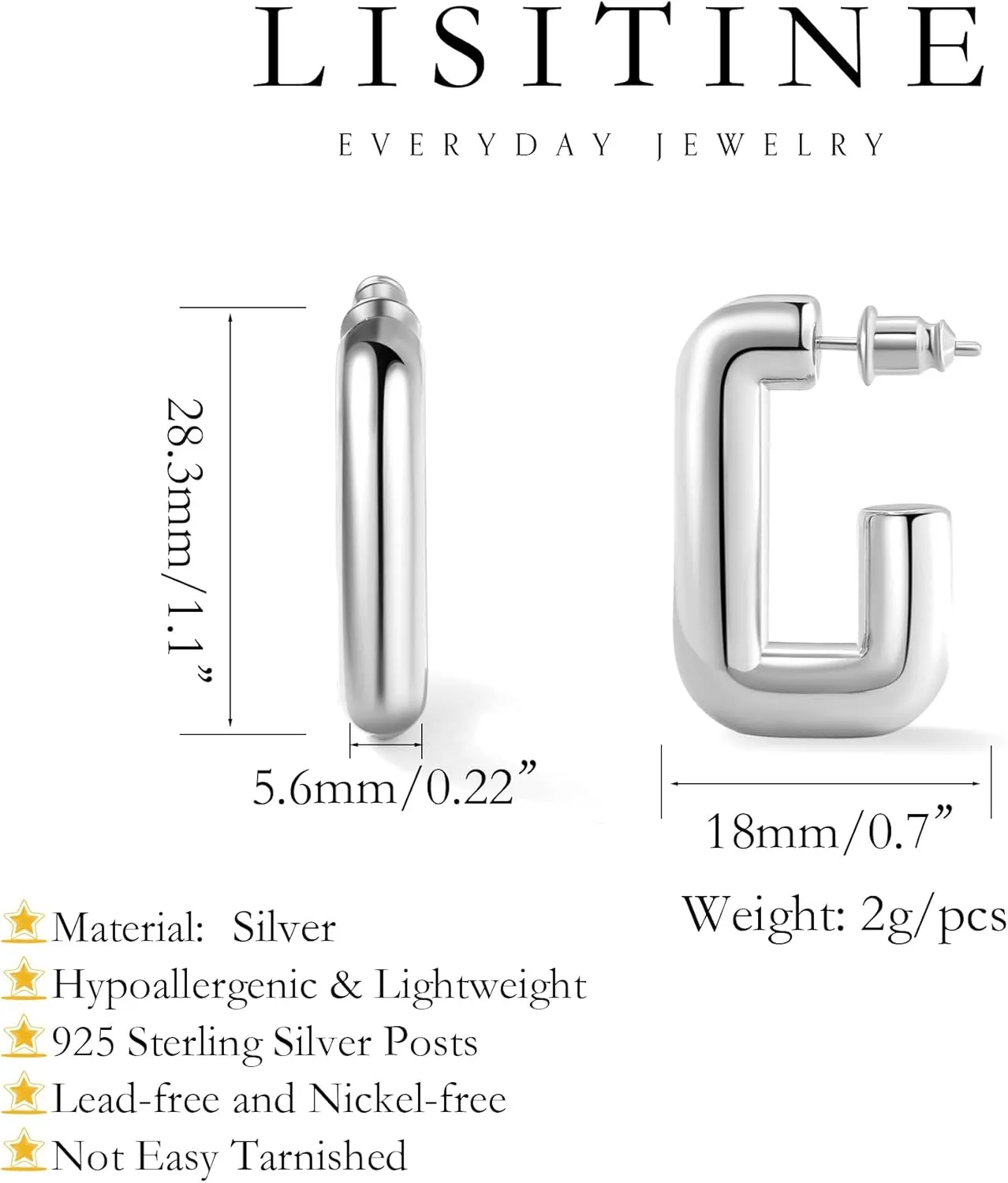Gold Hoop Earrings for Women 14K Gold Plated Chunky Earrings Hypoallergenic Lightweight Open Hoops Earrings for Women Trendy Gold Jewelry