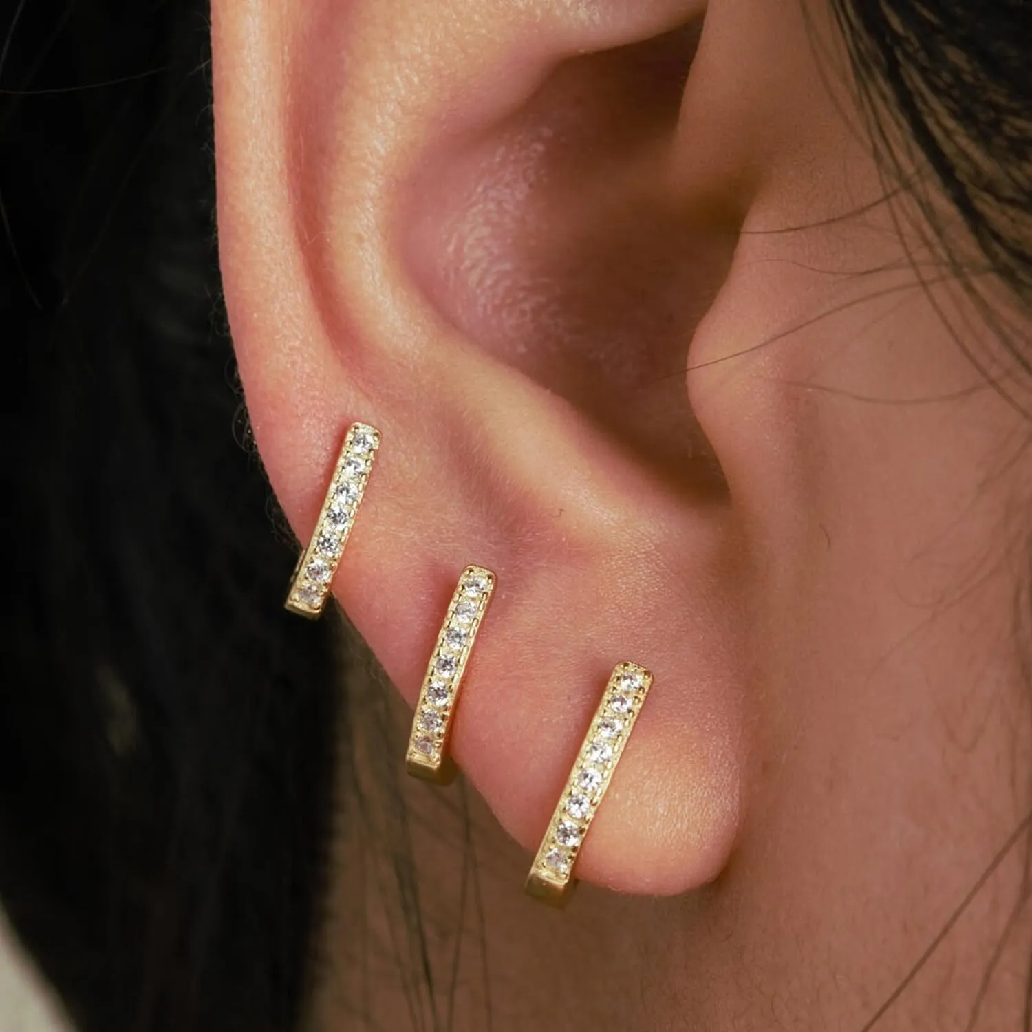 Gold Hoop Earrings Set for Women, Small 14K Gold Plated Huggie Earrings for Multiple Piercing, Dainty Earrings Set