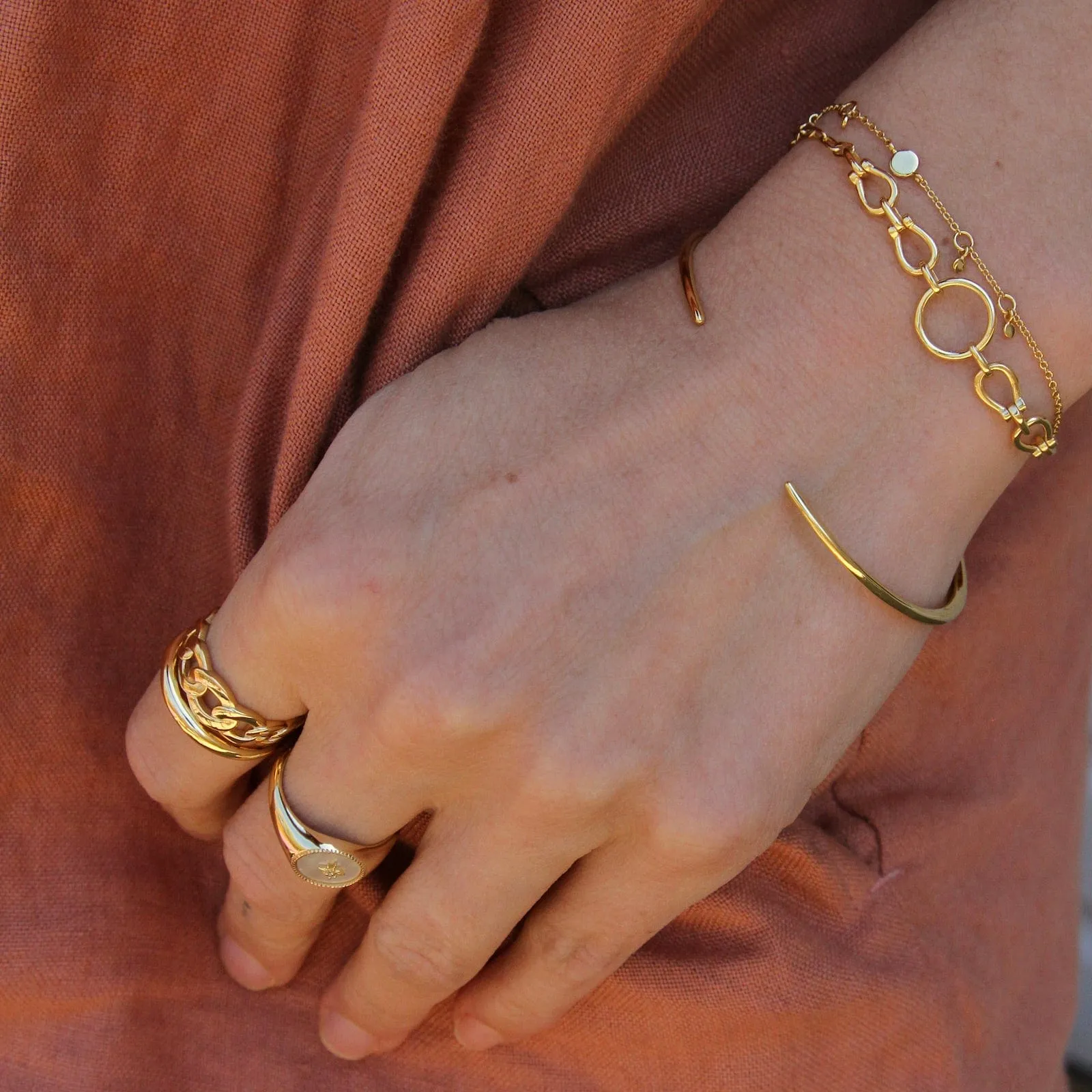 Gold Horseshoe Link Bracelet