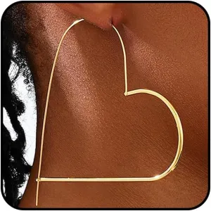 Gold Large Heart Hoop Earrings for Women Minimalist Sweet Hollow Love Dangle Statement Earrings Hypoallergenic Heart Earrings Valentine's Day Jewelry