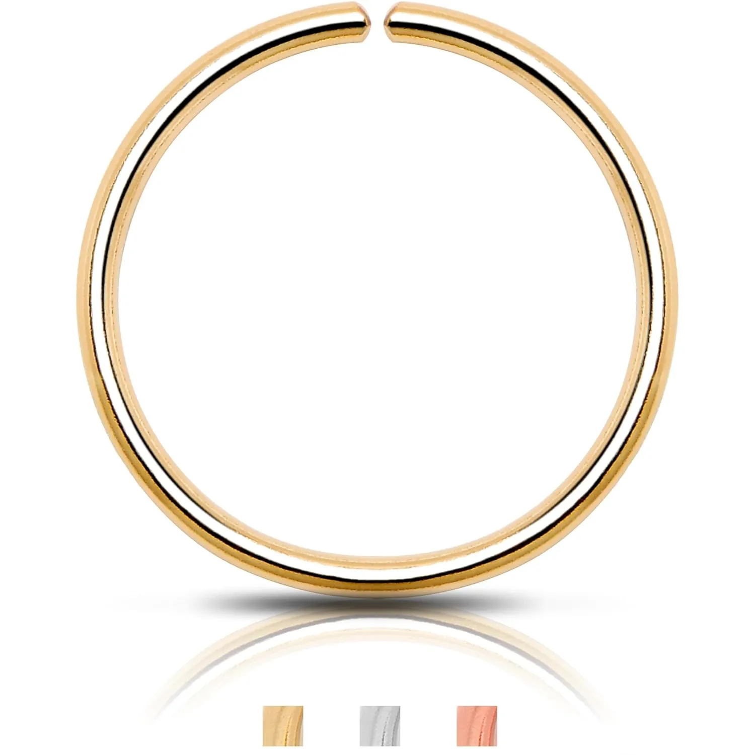 Gold Nose Ring Hoop for Women 14k Real Gold Filled Silver Thin Nose Rings, Nose Piercing Jewelry, Conch, Helix, Septum Hoops, Nose Jewelry (Yellow Gold Filled, 20 Gauge-8mm)