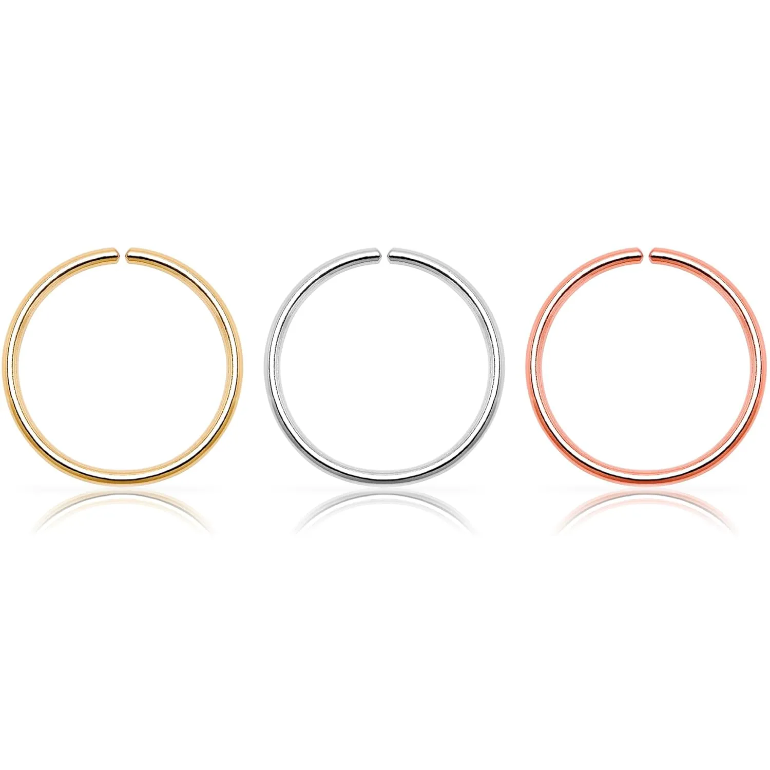 Gold Nose Ring Hoop for Women 14k Real Gold Filled Silver Thin Nose Rings, Nose Piercing Jewelry, Conch, Helix, Septum Hoops, Nose Jewelry (Yellow Gold Filled, 20 Gauge-8mm)