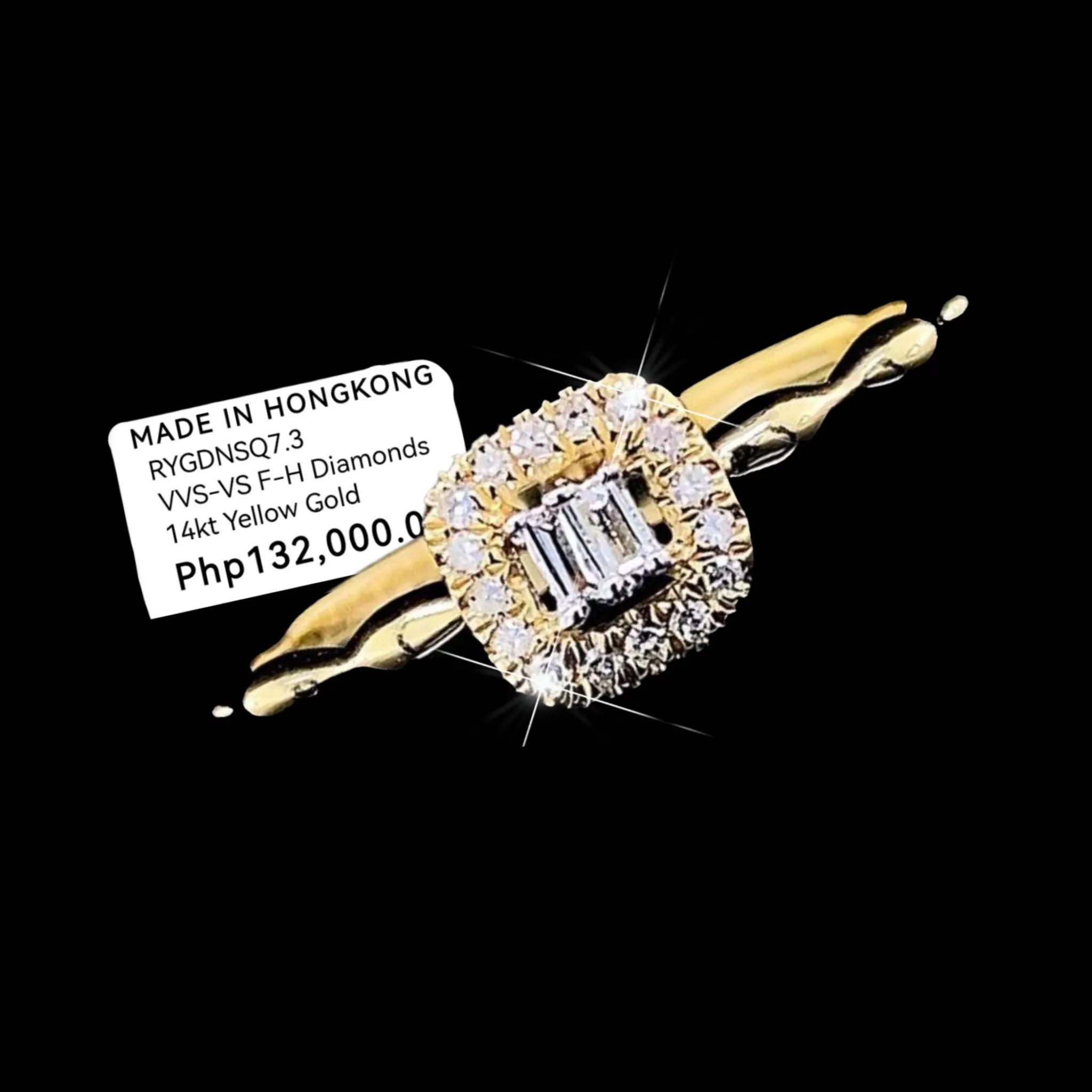 Golden Dainty Classic Square Diamond Ring 14kt
