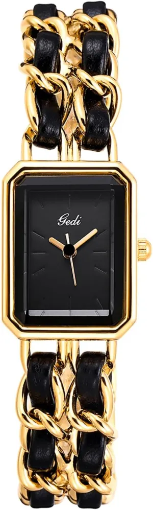 Gosasa Women's Elegant Dress Watch Chain Braid Band Fashion Square Bracelet Watches for Women Retro Minimalist Analog Quartz Waterproof Ladies Watch