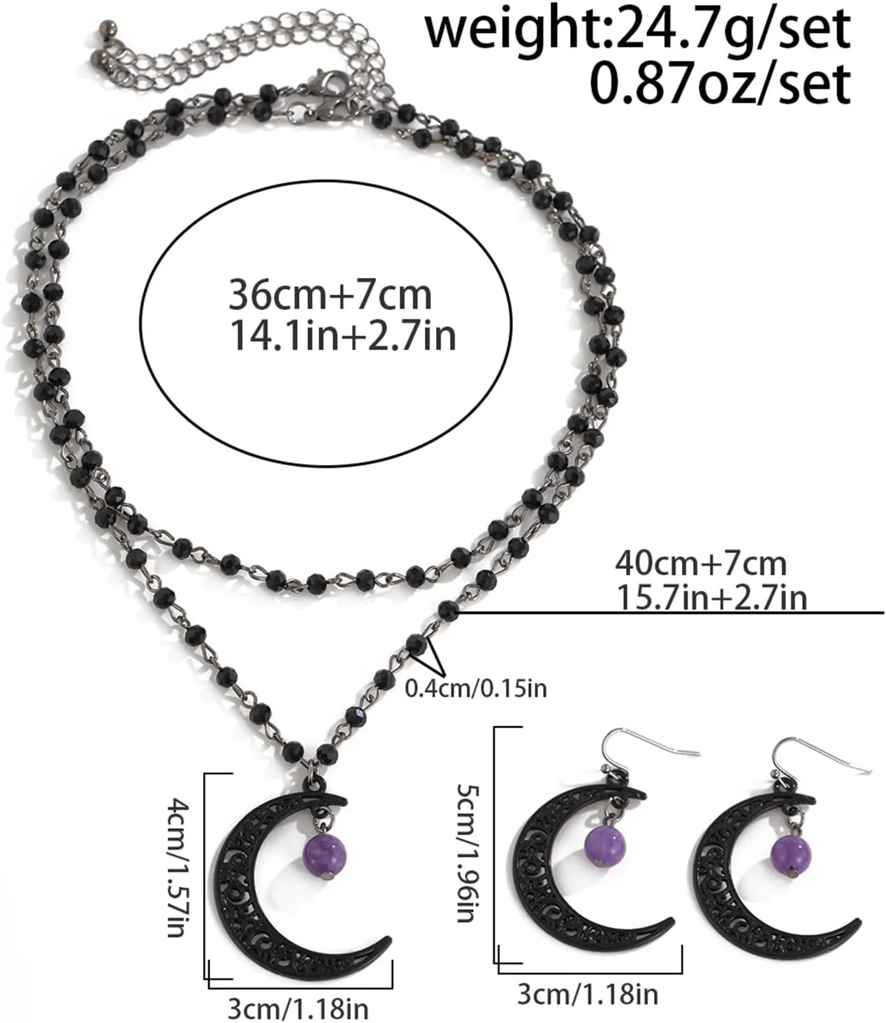 Gothic Blood Drops Necklaces Earrings for Women,Vintage Black Red Crystal Moon Teardrop Necklaces Earrings Set Punk Style Vampire Jewelry Set Goth Mystery Costume Accessories Halloween Prom