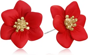 GPASTG Bohemian Tiny Daisy Flower Dangle Drop Earrings Boho Matte Painted Metal Floral Stud Earring For Women Lover and Friends