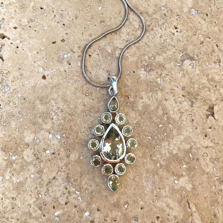 Green Amethyst Teardrop Pendant - Gaya