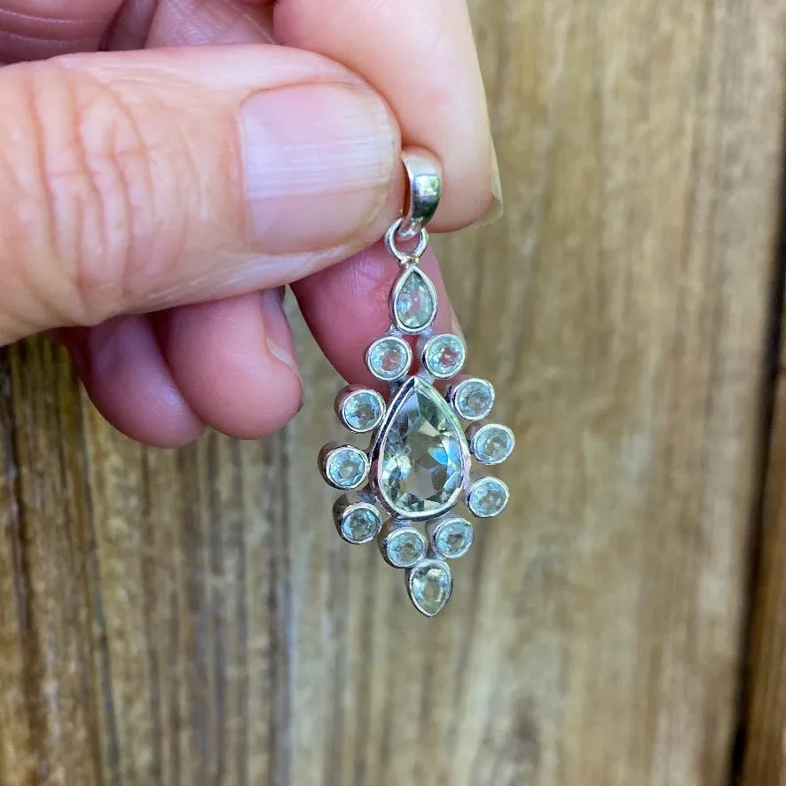 Green Amethyst Teardrop Pendant - Gaya