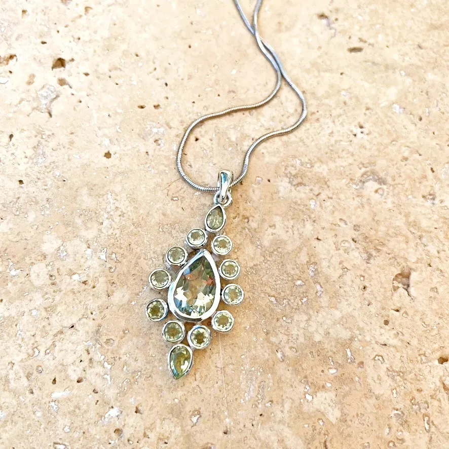 Green Amethyst Teardrop Pendant - Gaya