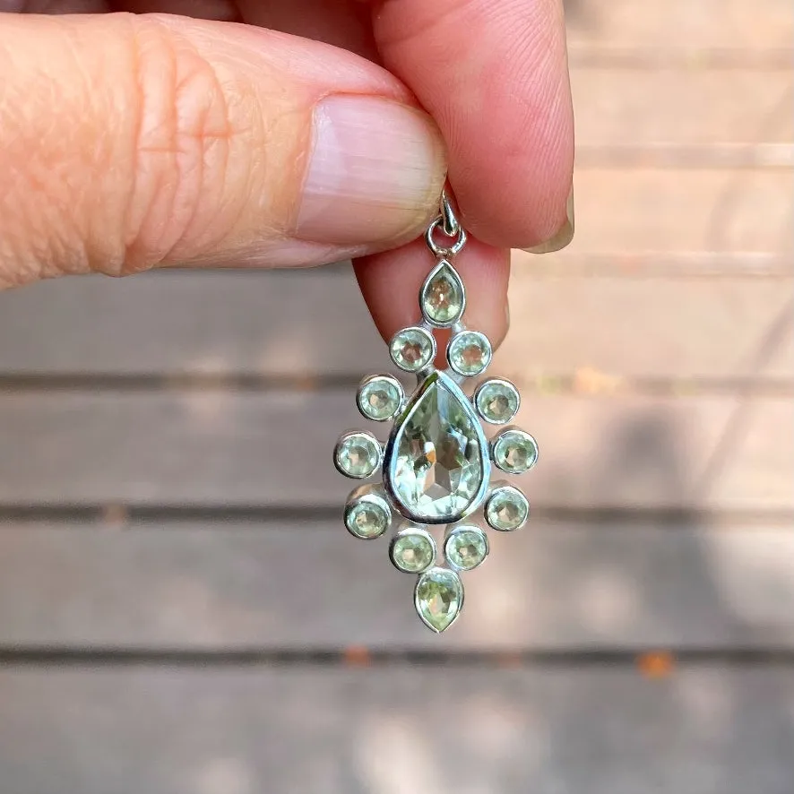 Green Amethyst Teardrop Pendant - Gaya