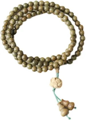 Green Sandalwood Bracelet with 108 Buddha Beads Rosary Bracelet for Prayer Meditation