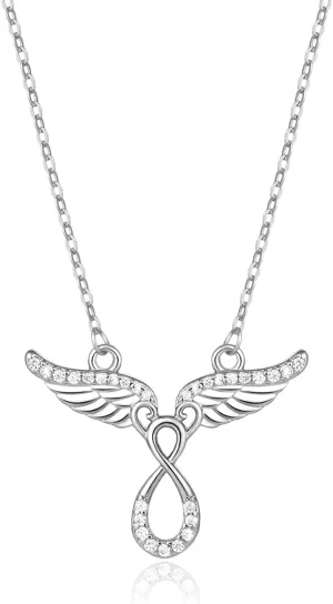 Guardian Angel Necklace,Archangel Wing Infinity Necklace, Angel Wing Necklace, Infinity Wings Christmas Pendant, Faith Jewelry, Women's Religious Gift