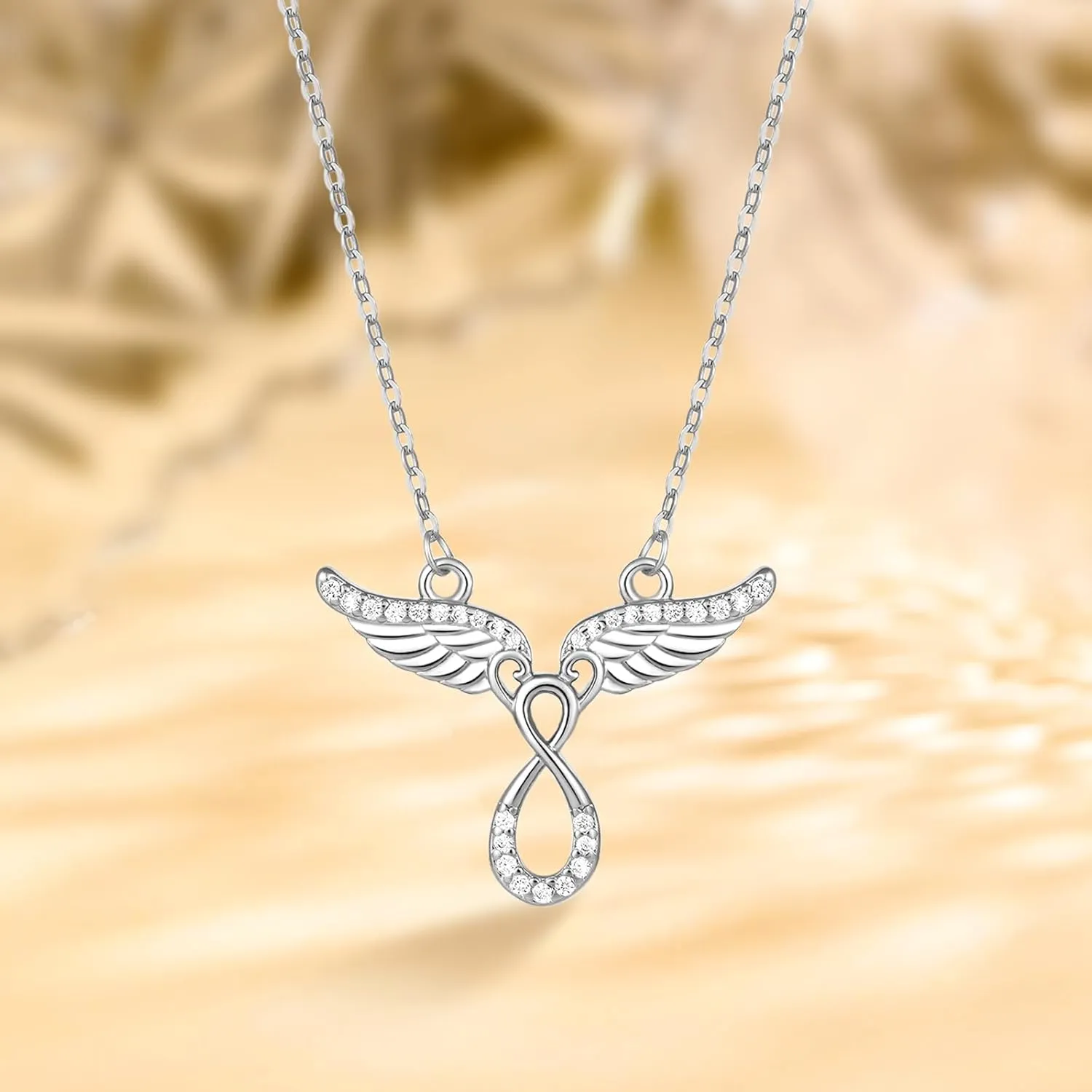 Guardian Angel Necklace,Archangel Wing Infinity Necklace, Angel Wing Necklace, Infinity Wings Christmas Pendant, Faith Jewelry, Women's Religious Gift