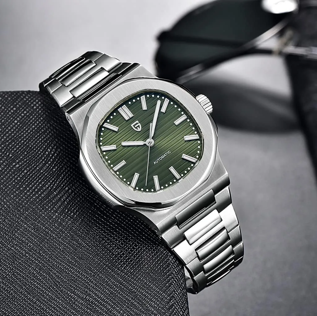 HaiQin Pagani Design 1728 Elegant Men's Automatic Mechanical Watch Full Stainless Steel Synthetic Sapphire 100m Waterproof Luminous Sports WristWatches