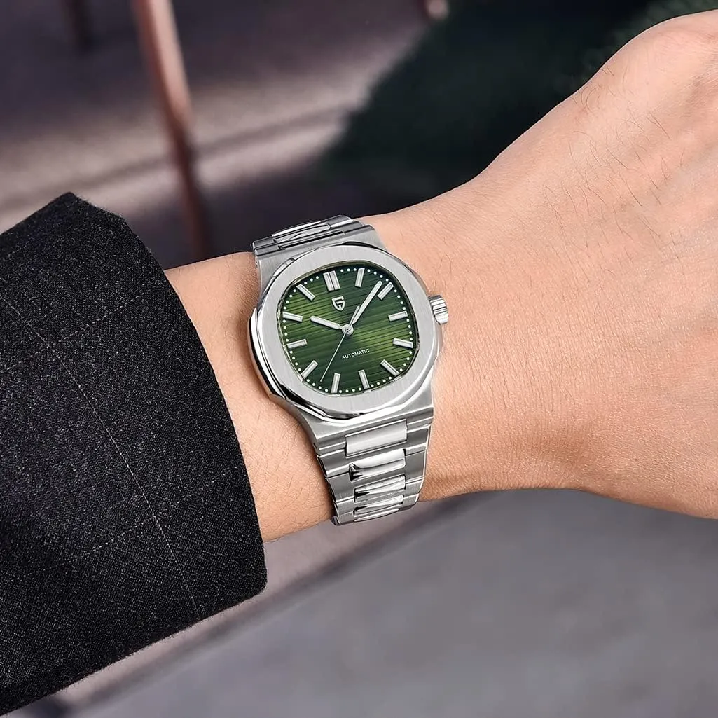 HaiQin Pagani Design 1728 Elegant Men's Automatic Mechanical Watch Full Stainless Steel Synthetic Sapphire 100m Waterproof Luminous Sports WristWatches