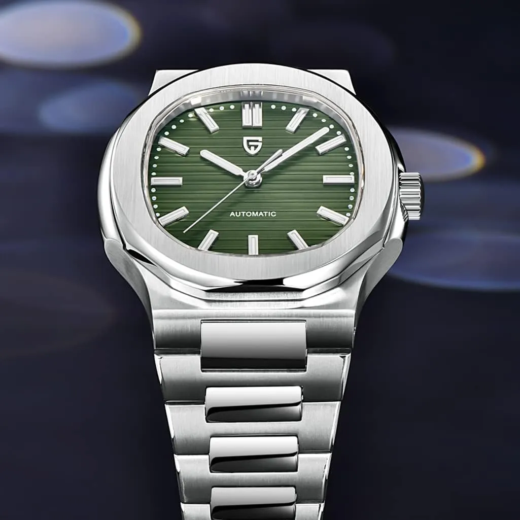 HaiQin Pagani Design 1728 Elegant Men's Automatic Mechanical Watch Full Stainless Steel Synthetic Sapphire 100m Waterproof Luminous Sports WristWatches