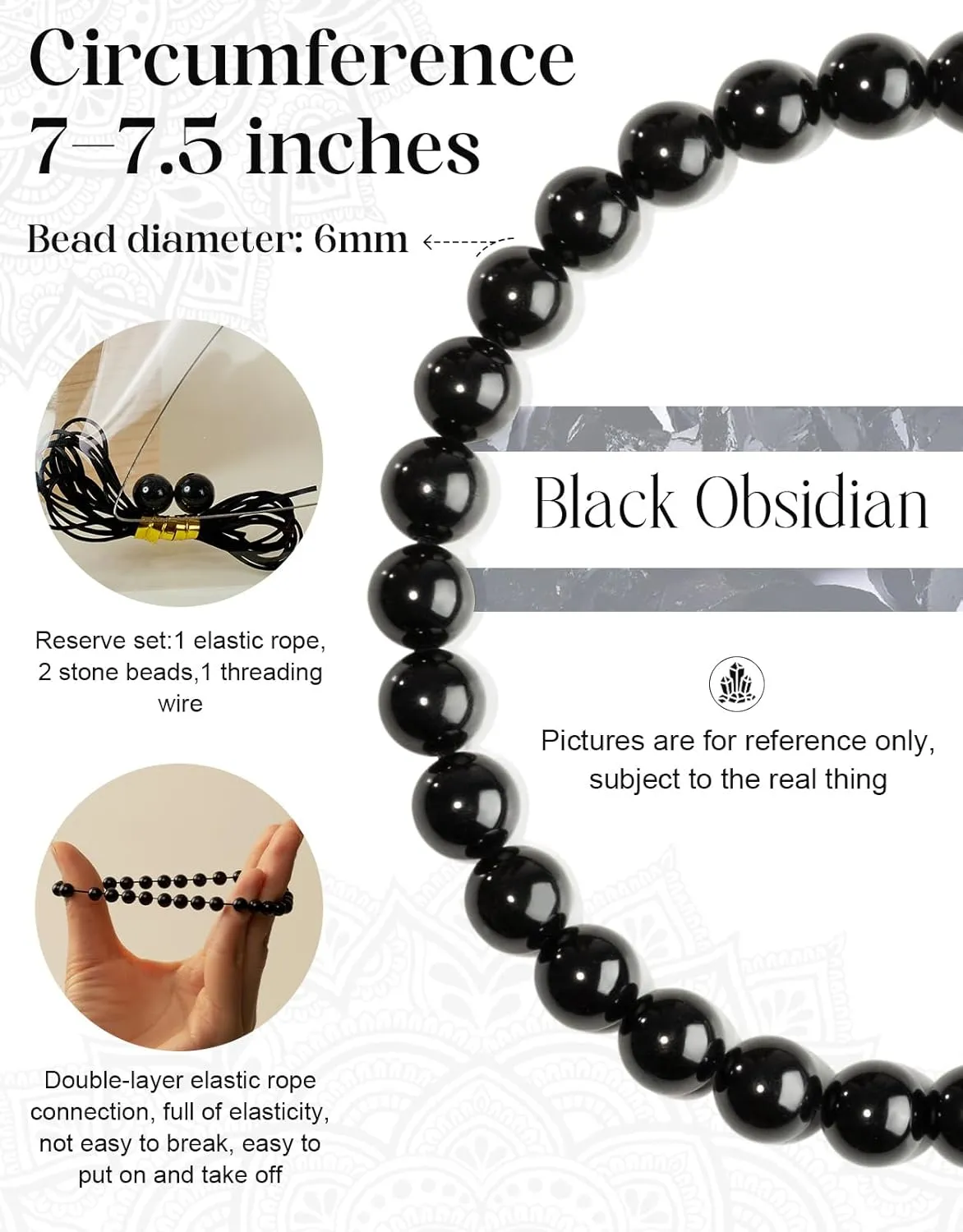 Handmade Natural Stone Beaded Stretch Bracelets,Healing Crystals Protection Bracelet,Spiritual Jewelry Gifts for Women & Men,Replacement Beads Included