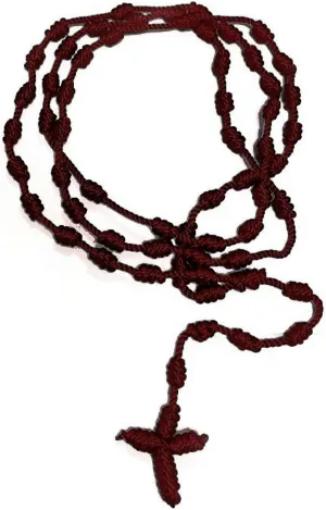 Handmade Rosary Cross Pendant Long Braided String Knotted Catholic Religion Adjustable Colorful Cord Rope Necklace Lucky Protection Keepsake Jewelry for Women Men