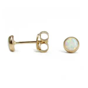 Handmade Tiny Opal Stud Earrings, Simulated, 3mm in Yellow Gold Fill