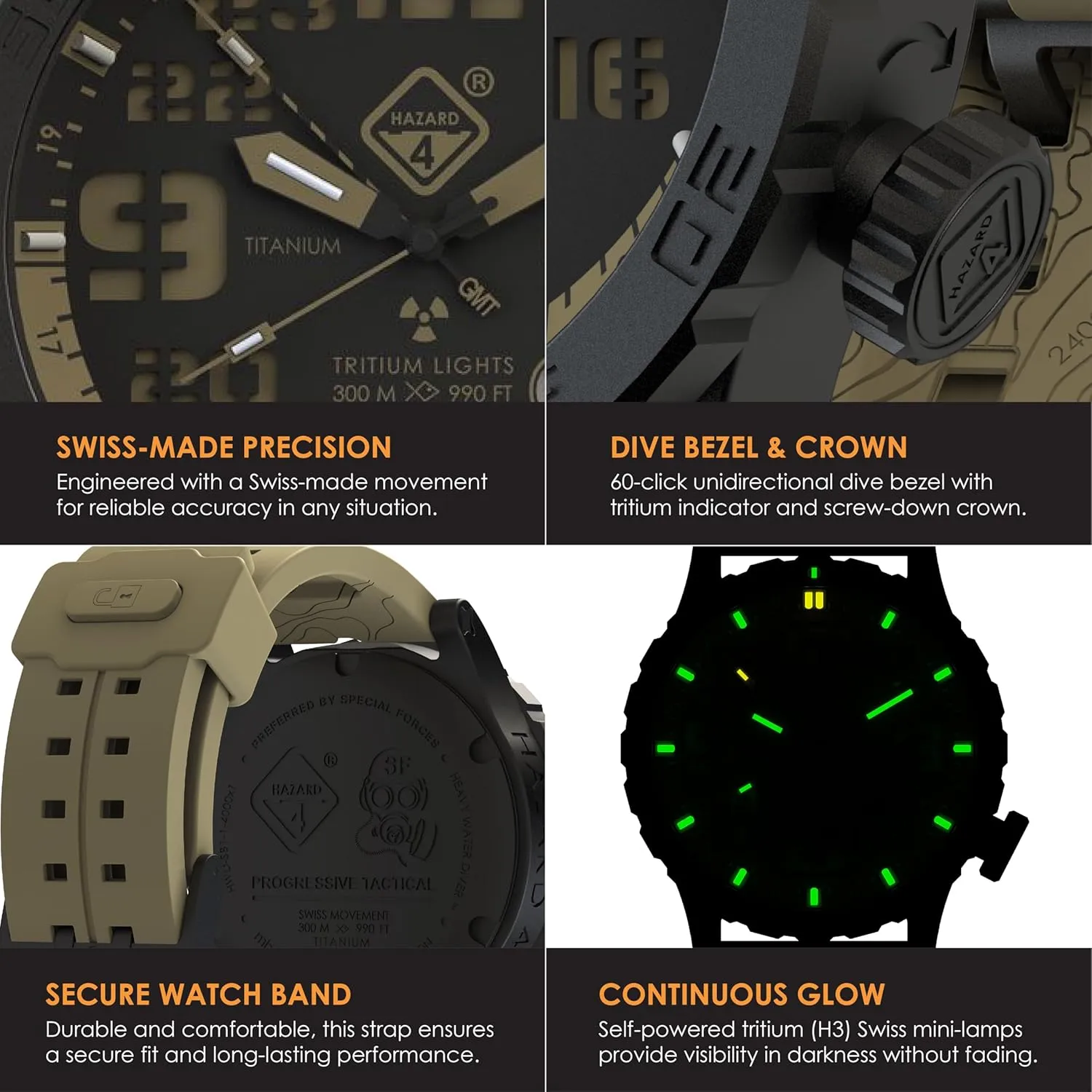HAZARD 4 Heavy Water Diver : Titanium Tritium Dive-Watch