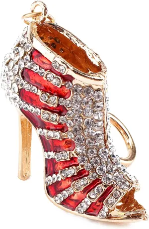 Health Gear High Heel Keyring - Lovely Crystal Shoe Pendant With Rhinestone for Purse or Bag - Key Chain Gift