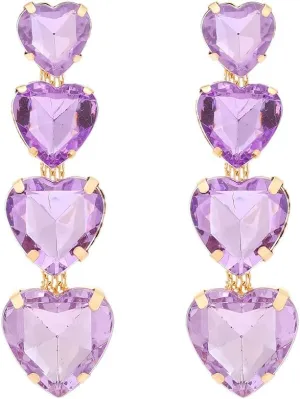 Heart Rhinestone Statement Earrings Heart Crystal Drop Dangle Earrings for Women Valentine's Day Love Wedding Party Gifts