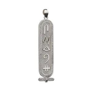 Hieroglyph Name Sterling Silver Necklace, Custom Cartouche Pendant Jewelry for Women, Thoughtful Personalized Gift for Birthdays or Anniversaries