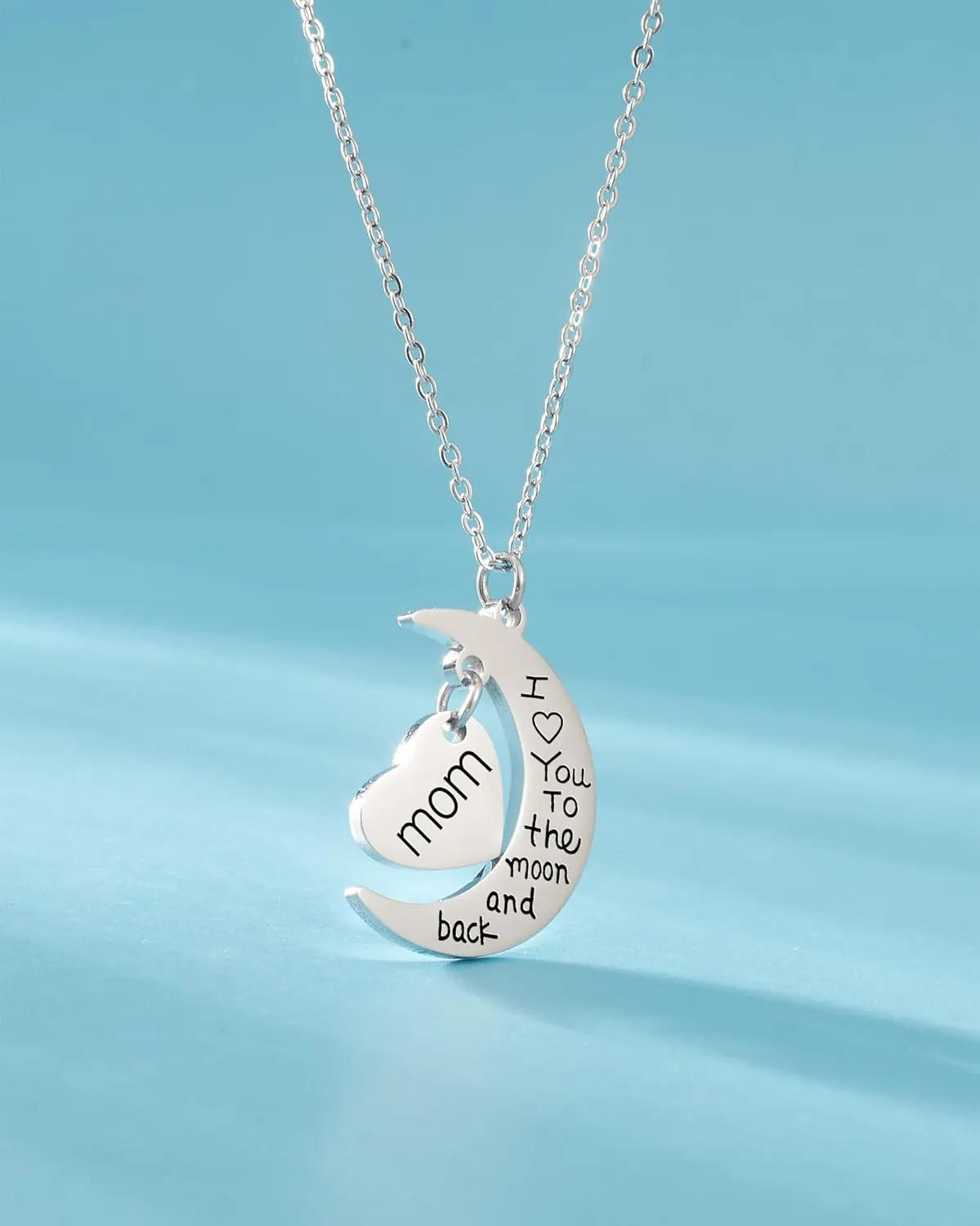HOFOYA I Love You to The Moon and Back Stainless Steel Chain Necklace Jewelry Gifts for Mom Auntie Sister Grandma Teensdaughter,Birthday Christmas Valentines Gift for Women Teens.