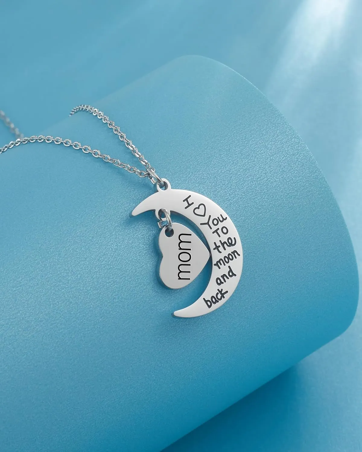 HOFOYA I Love You to The Moon and Back Stainless Steel Chain Necklace Jewelry Gifts for Mom Auntie Sister Grandma Teensdaughter,Birthday Christmas Valentines Gift for Women Teens.