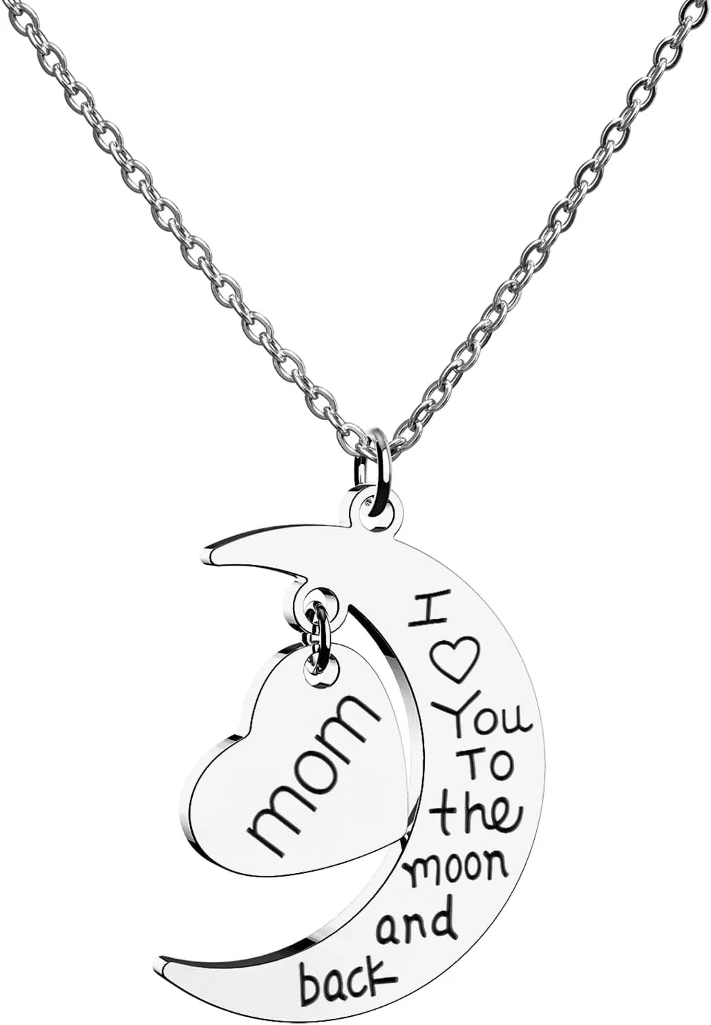 HOFOYA I Love You to The Moon and Back Stainless Steel Chain Necklace Jewelry Gifts for Mom Auntie Sister Grandma Teensdaughter,Birthday Christmas Valentines Gift for Women Teens.