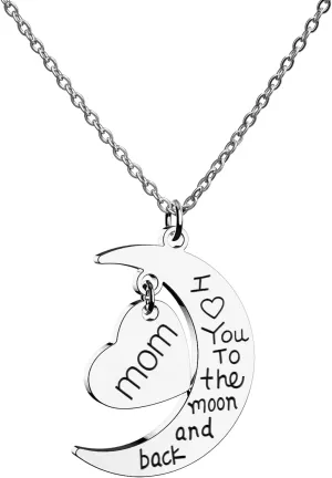 HOFOYA I Love You to The Moon and Back Stainless Steel Chain Necklace Jewelry Gifts for Mom Auntie Sister Grandma Teensdaughter,Birthday Christmas Valentines Gift for Women Teens.
