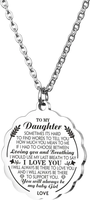 HOFOYA To My Daughter Inspirational Sunflower Pendnat Necklace,Sister Necklace from Sister Brother,Daughter Sister Granddaughter Birthday Gift,Mothers Day Valentines Gifts for Family or Friendship.